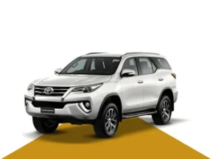 Toyota Fortuner for rent a car lahore perfect for family trips and off-road travel.